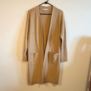 LOFT Camel Open-Front Cardigan